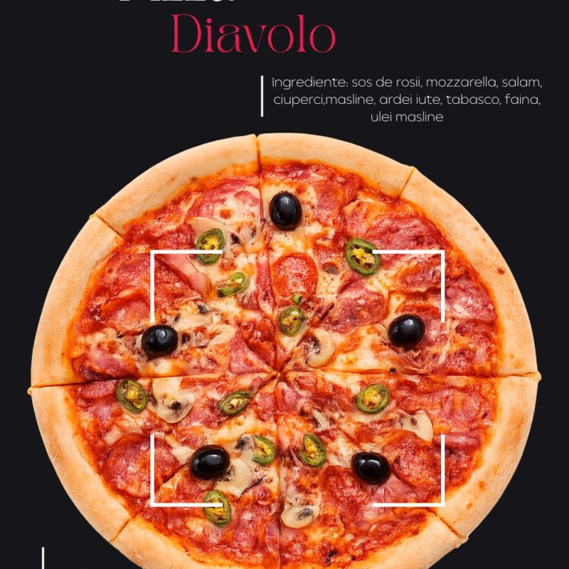 Pizza Diavolo de la Supporter Sibiu este alegerea perfectă pentru cei care iubesc gusturile intense și picante. Preparată pe o crustă aurie, ușor crocantă, această pizza combină armonios salam picant, ardei iute proaspăt, mozzarella topită și un strat generos de sos de roșii aromat, oferind o experiență culinară plină de energie și savoare.