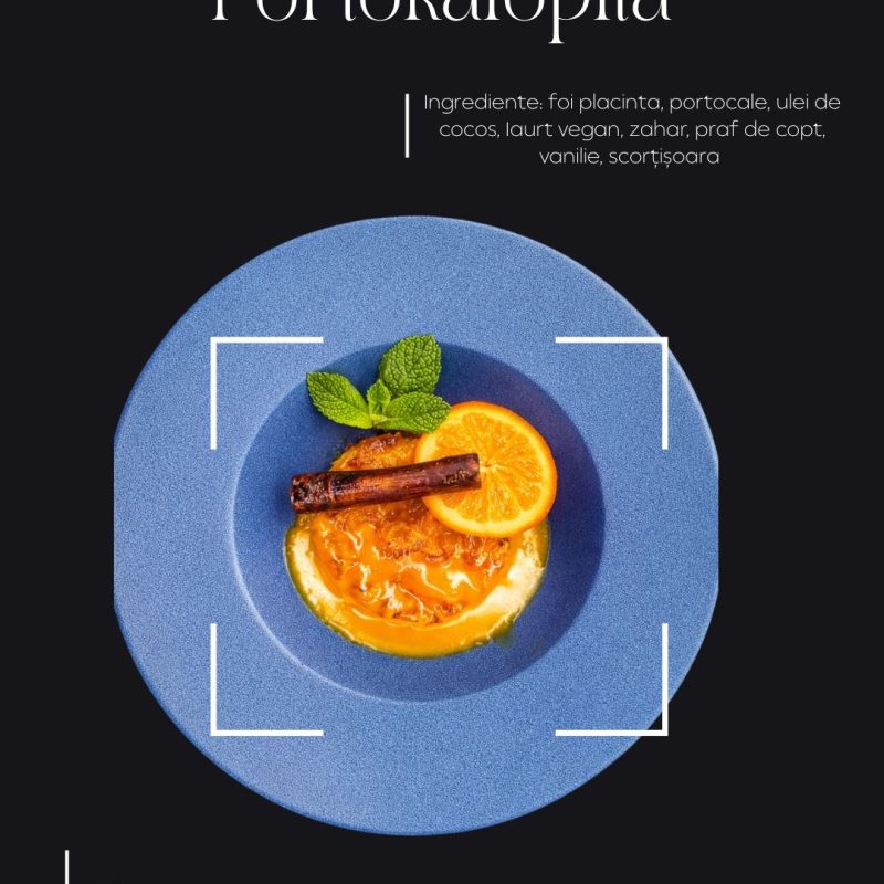 Portokalopita vegană – o prăjitură grecească reinventată, cu foi fine de plăcintă, portocale aromate și un sirop ușor, infuzat cu scorțișoară și vanilie. Textură fragedă, gust intens de citrice și o dulceață echilibrată. Perfectă pentru un moment de răsfăț fără lactate și fără ouă.